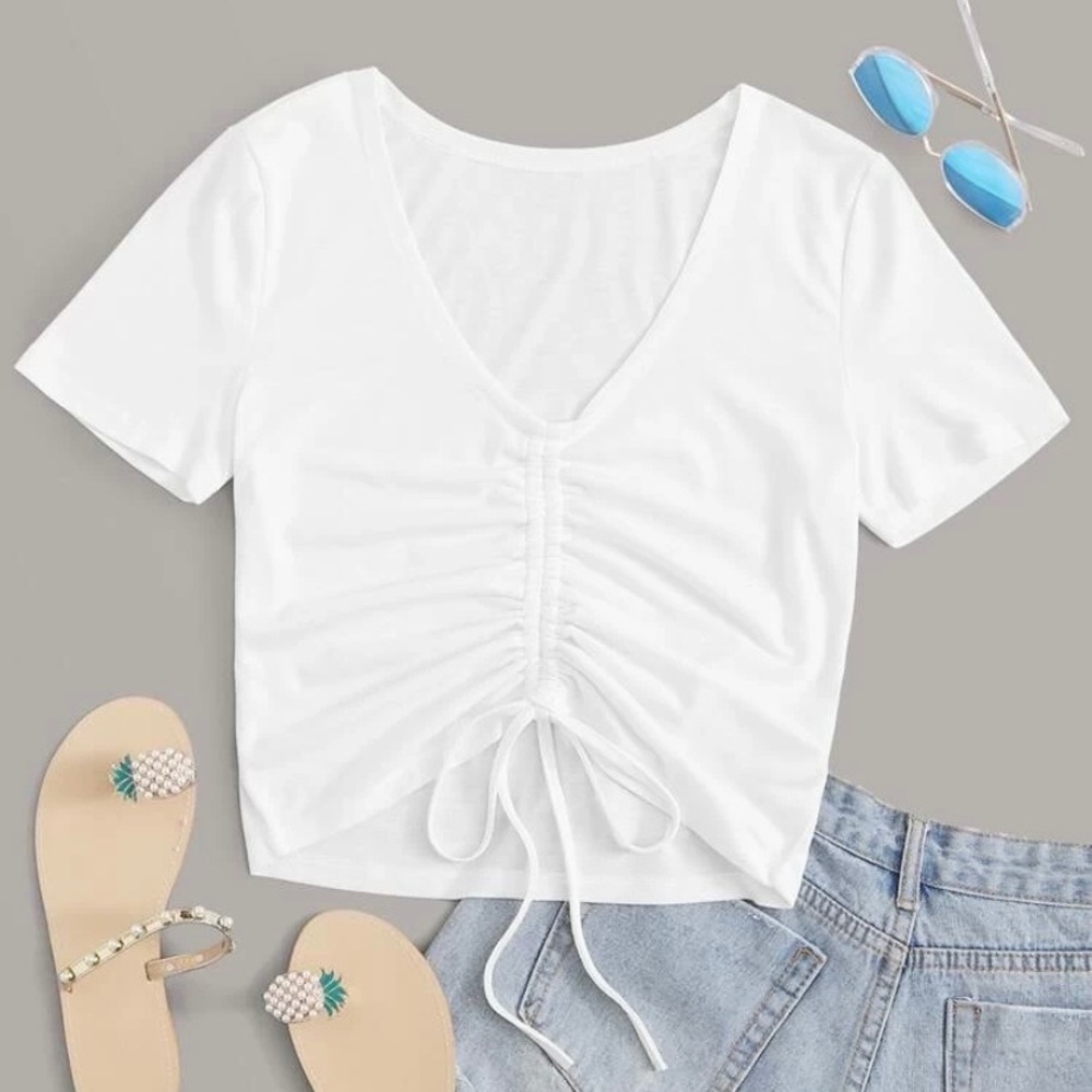 White Drawstring Croptop
